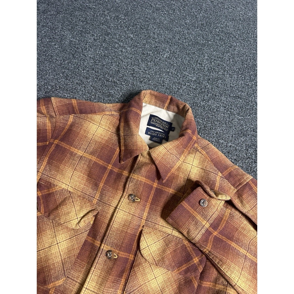 Pendleton The Original Board Shirt Gold/Rust Ombre Mens Small Wool Loop Collar